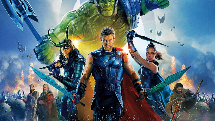 Thor: Ragnarok, Tessa Thompson, Tom Hiddleston, Chris Hemsworth, HD wallpaper