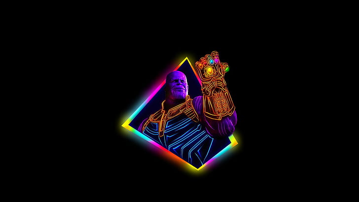 Thanos Avengers Infinity War 80s Outrun Art, HD wallpaper