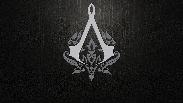 white and gray floral anchor logo, Assassins Creed logo, Assasin's Creed Syndicate
