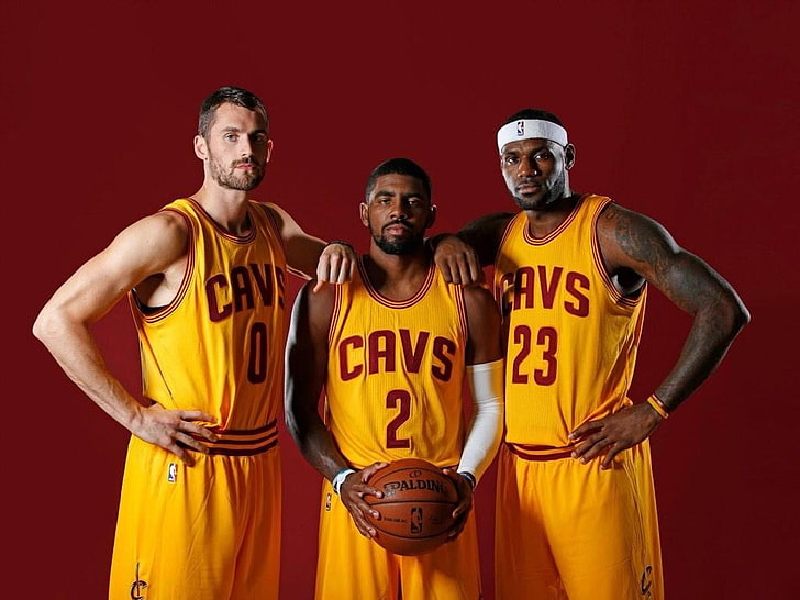 three Cavs NBA players photo, basketball, sports, LeBron James, HD wallpaper