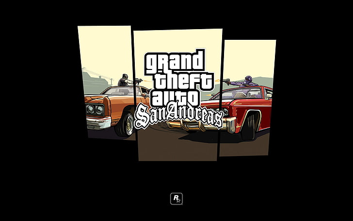 Grand Theft Auto San Andreas wallpaper, machine, logo, shooting