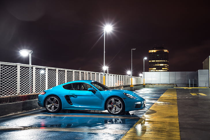 Porsche Cayman S, 4K, illuminated, car, transportation, mode of transportation, HD wallpaper
