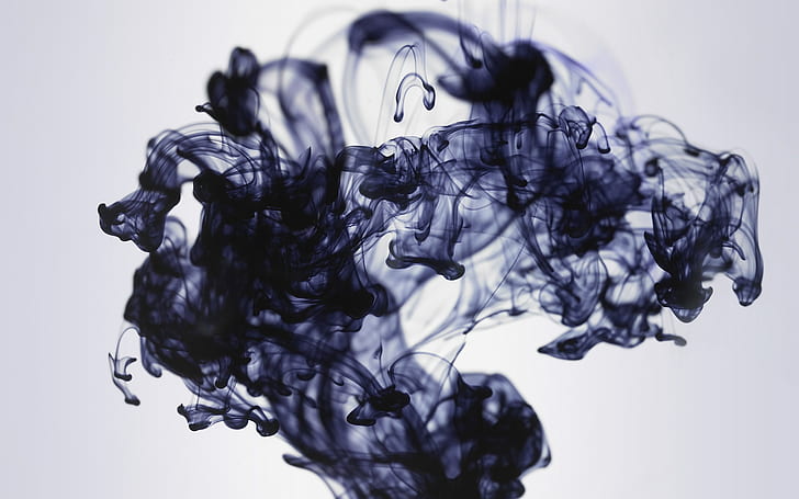 Black ink in water, white and black smoke illustration
