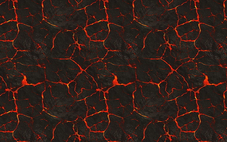 black and red digital wallpaper, lava, texture, fire, nature