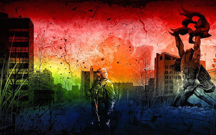 HD wallpaper: City War, fight, colors, red, blue, scene | Wallpaper Flare