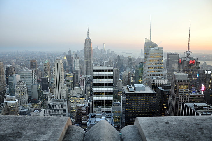 gray and white concrete building, city, skyscraper, New York City, HD wallpaper
