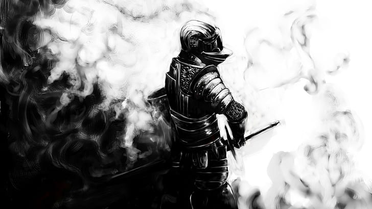 Dark Souls BW Knight Medieval HD, man in knight suit character, HD wallpaper
