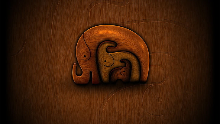 brown elephant wall decor, minimalism, animals, artwork, wood - material