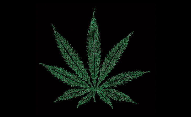 Marijuana Leaf Typography, cannabis leaf, Artistic, green color, HD wallpaper