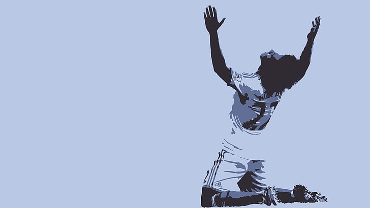 soccer player man illustration, Chelsea FC, digital art, arms up