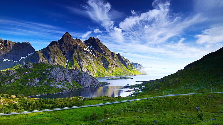 vestvagoy, europe, lofoten islands, leknes, cloud, grass, nordland, HD wallpaper