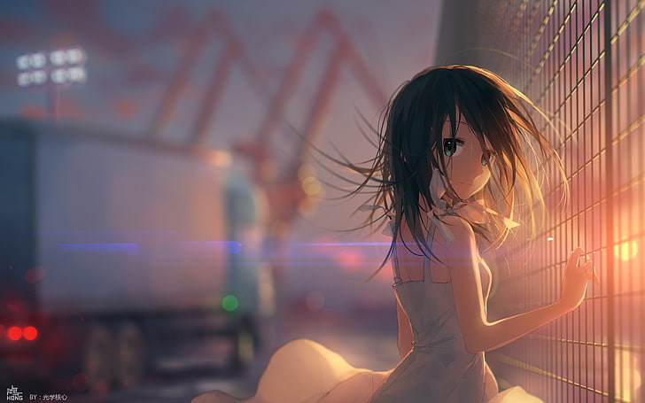 brown haired female anime character wallpaper, anime girls, original characters