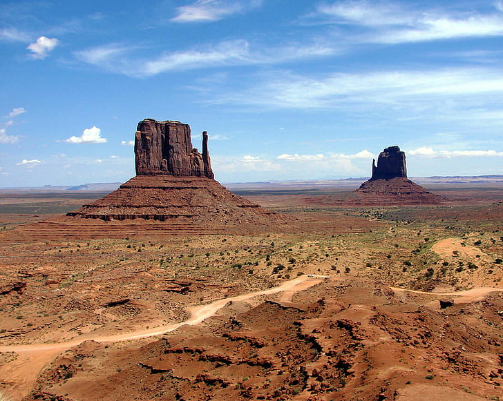 two brown hill under blue sky, Mittens, Monument Valley, UT, AZ 9