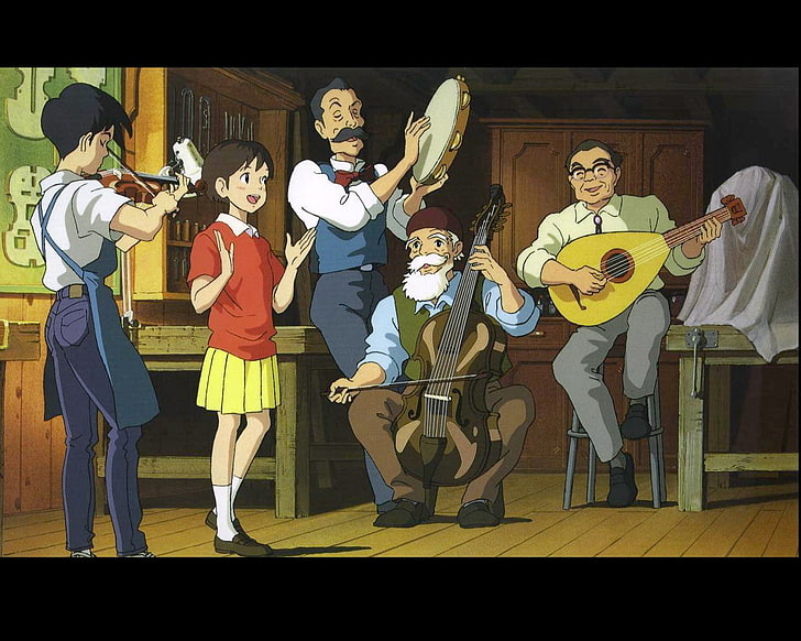 anime, Studio Ghibli, music, musical instrument, guitar, performance