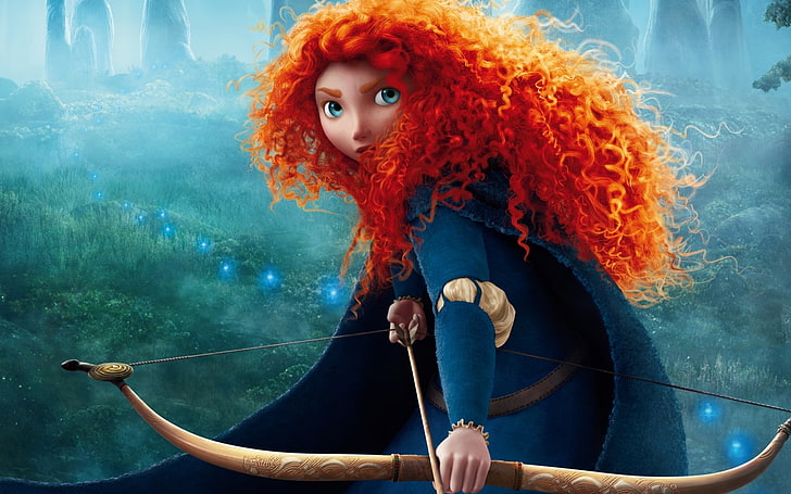 cartoon, Brave, Princess Merida, one person, redhead, portrait, HD wallpaper