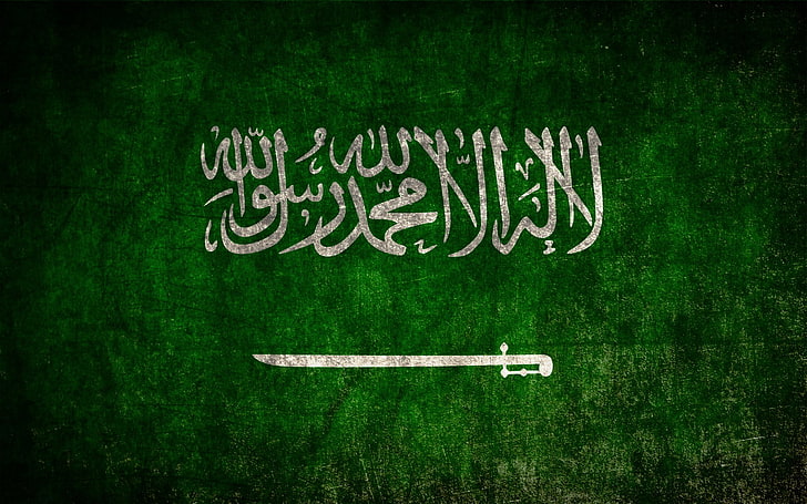 flag of saudi arabia, green color, text, communication, no people, HD wallpaper