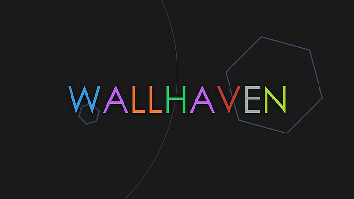 minimalism, text, colorful, black background, hexagon, wallhaven, HD wallpaper