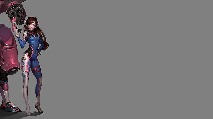 brown-haired game character digital wallpaper, Overwatch, D.Va (Overwatch)