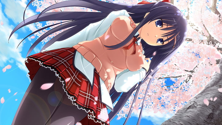 Anime Girls, Cherry Blossom, sexy anime, Shunki Gentei Poco A Poco!, HD wallpaper