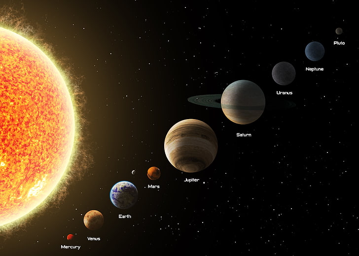 solar system illustration, space, Sun, Mercury, Venus, Earth, HD wallpaper