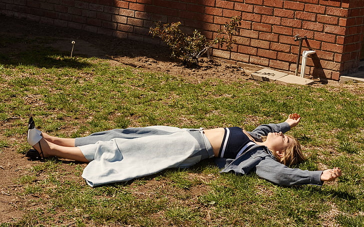 lies, on the grass, Chloe Grace Moretz, InStyle, Chloe Moretz, HD wallpaper