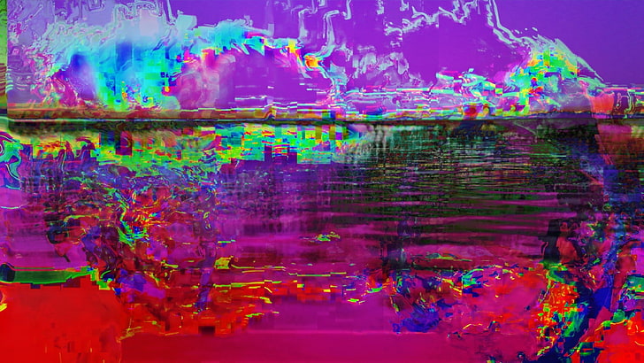 glitch art, LSD, abstract, multi colored, pink color, no people