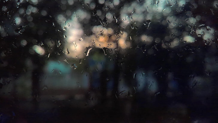 rainy, sad, glass, night, wet, drop, water, window, glass - material, HD wallpaper