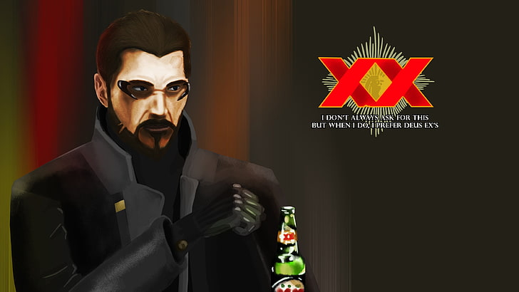 Deus Ex, dos equis, beer, pun, humor, digital painting, Gamer