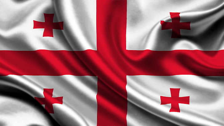 red and white cross print decor, flag, Georgia, symbol, illustration, HD wallpaper
