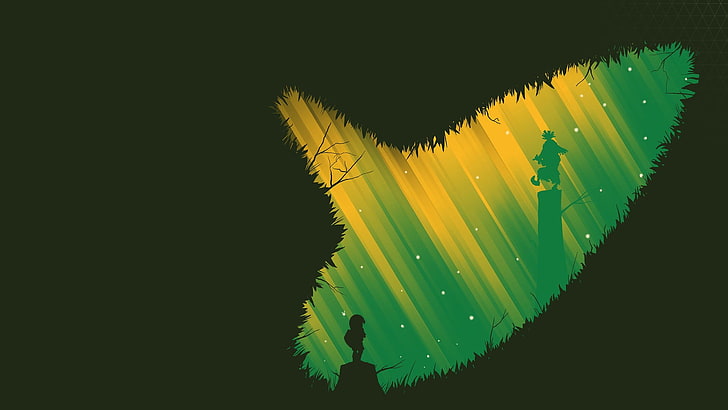 green and yellow ocarina illustration, Zelda, The Legend of Zelda