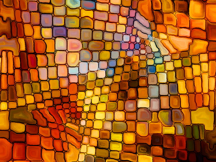 multicolored painting, mosaic, pattern, stained glass, colorful