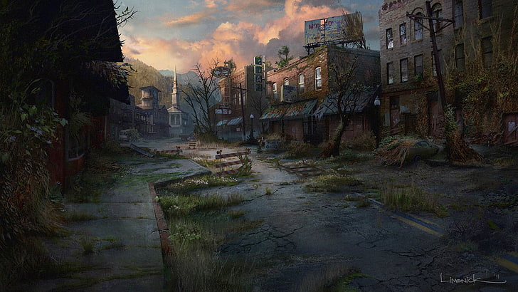 ghost town graphics, The Last of Us, concept art, video games