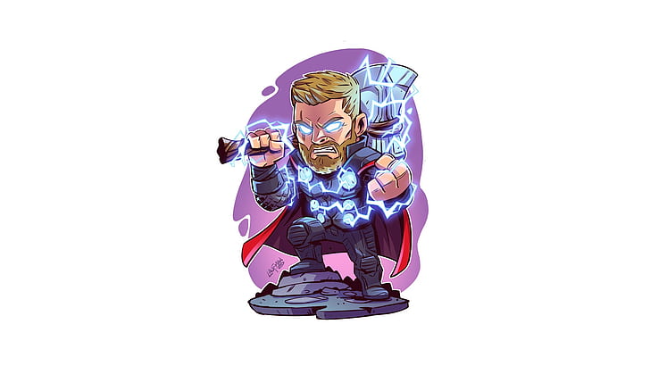 Thor, artwork, simple background, white background, HD wallpaper