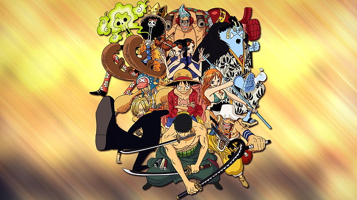 One Piece anime wallpaper, Monkey D. Luffy, Roronoa Zoro, Sanji