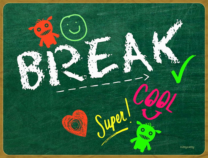 ? Break ?, heart, cool, super, school, board, critters, graffiti, HD wallpaper