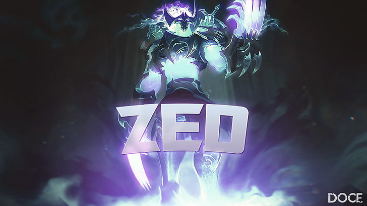 Zed, League of Legends, illuminated, night, low angle view, HD wallpaper