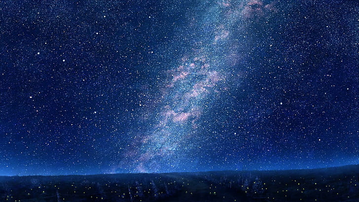 HD wallpaper: Stars, blue sky, night, trees, sky fantasy | Wallpaper Flare