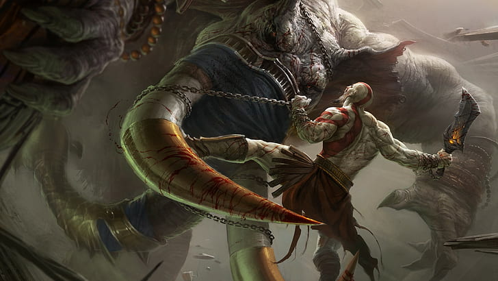 God of War Kratos Monster HD, gods of war illustration, video games
