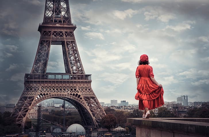 Hd Wallpaper Girl Mood France Paris The Situation Dress Panorama Eiffel Tower Wallpaper Flare