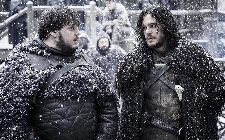 Game of Thrones, Jon Snow, Kit Harington, Samwell Tarly, winter, HD wallpaper