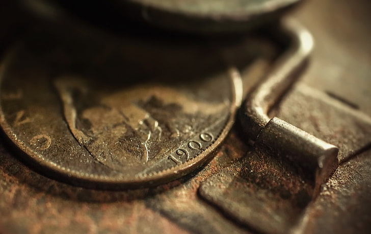 coins, money, old, 1900 (Year), metal, rust, close-up, selective focus
