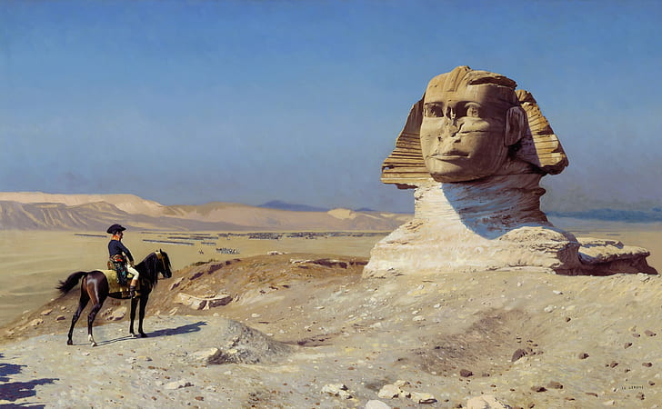 picture, Egypt, history, genre, Jean-Leon Gerome, Bonaparte before the Sphinx, HD wallpaper