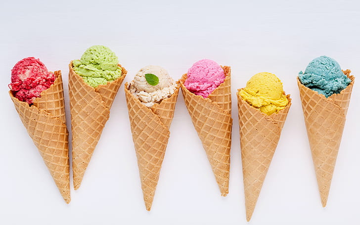 colorful, ice cream, horn, fruit, berries, cone, HD wallpaper