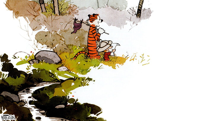 Calvin and Hobbes, comics, exploration, plant, nature, no people
