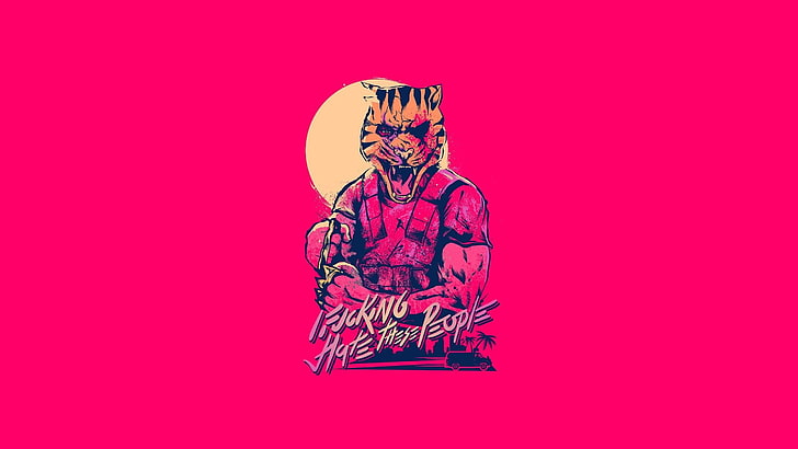 hotline miami 2 wrong number, colored background, pink color