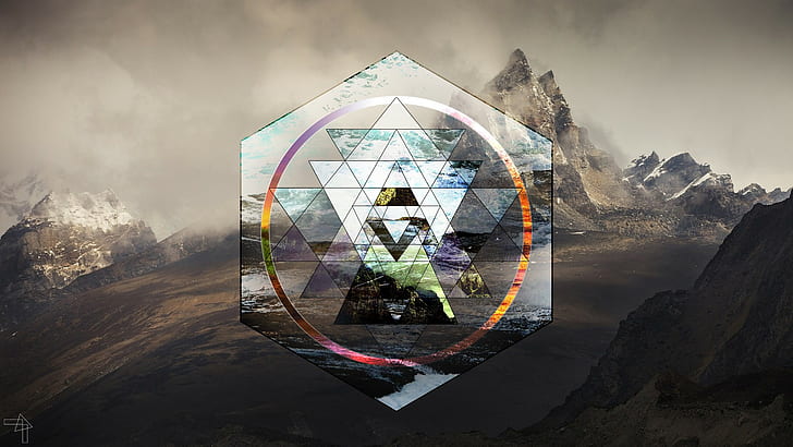 HD wallpaper: landscape polyscape hexagon triangle mountain sri yantra,  digital composite | Wallpaper Flare