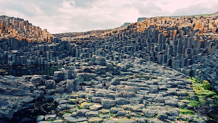 rock formation, nature, Giant's Causeway, Ireland, sky, architecture, HD wallpaper