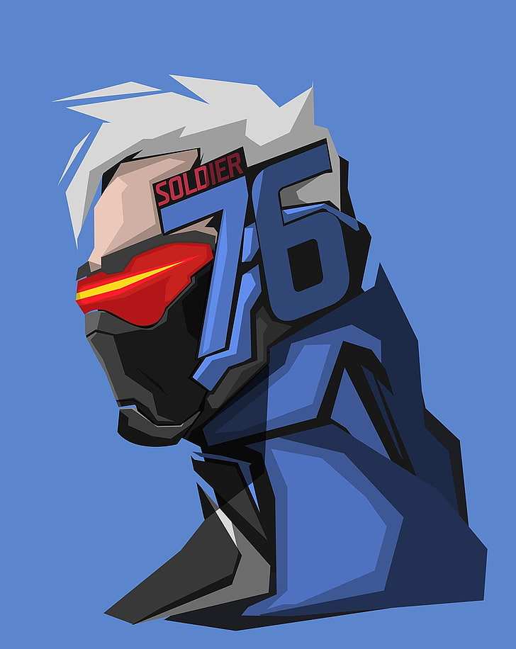 Soldier 75 cartoon, Overwatch, blue, sign, no people, communication