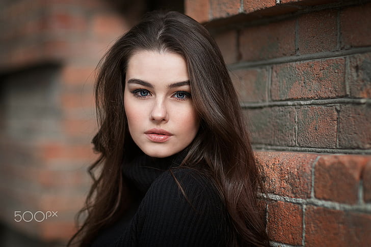 Bogdana Kadritskaya, face, 500px, women outdoors, brunette, HD wallpaper