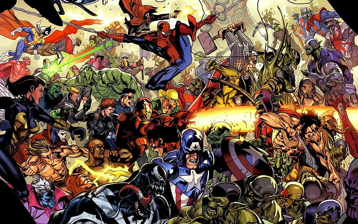 marvel comics superhero spider man venom iron man captain america thor wolverine iron fist, HD wallpaper